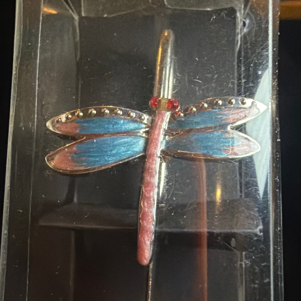 Greenbrier Intn.‎ Blue Pink Enamel Dragonfly Bookmark Rhinestone Eye